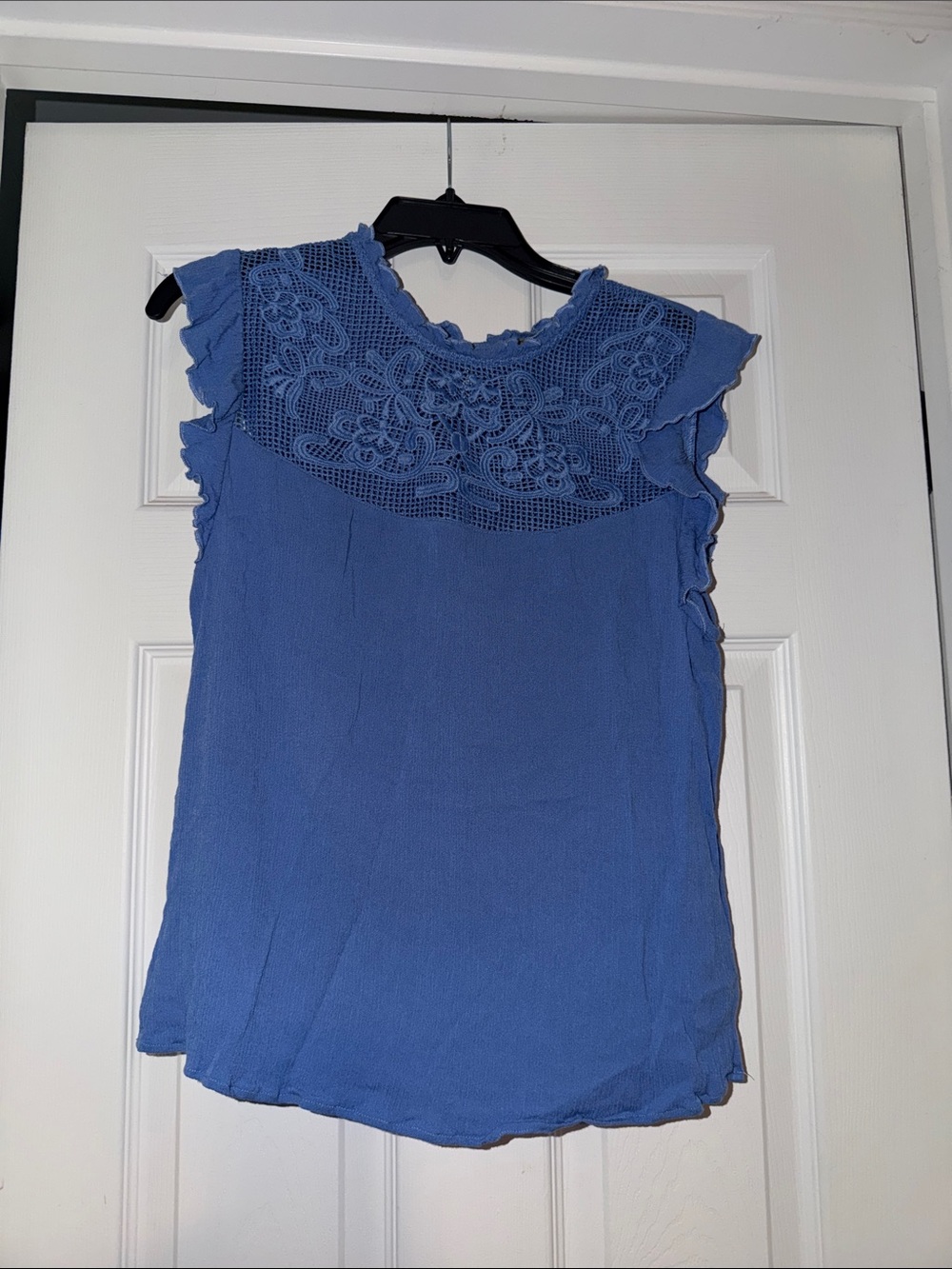 Democracy Periwinkle Crochet Yoke Sleeveless Camisole